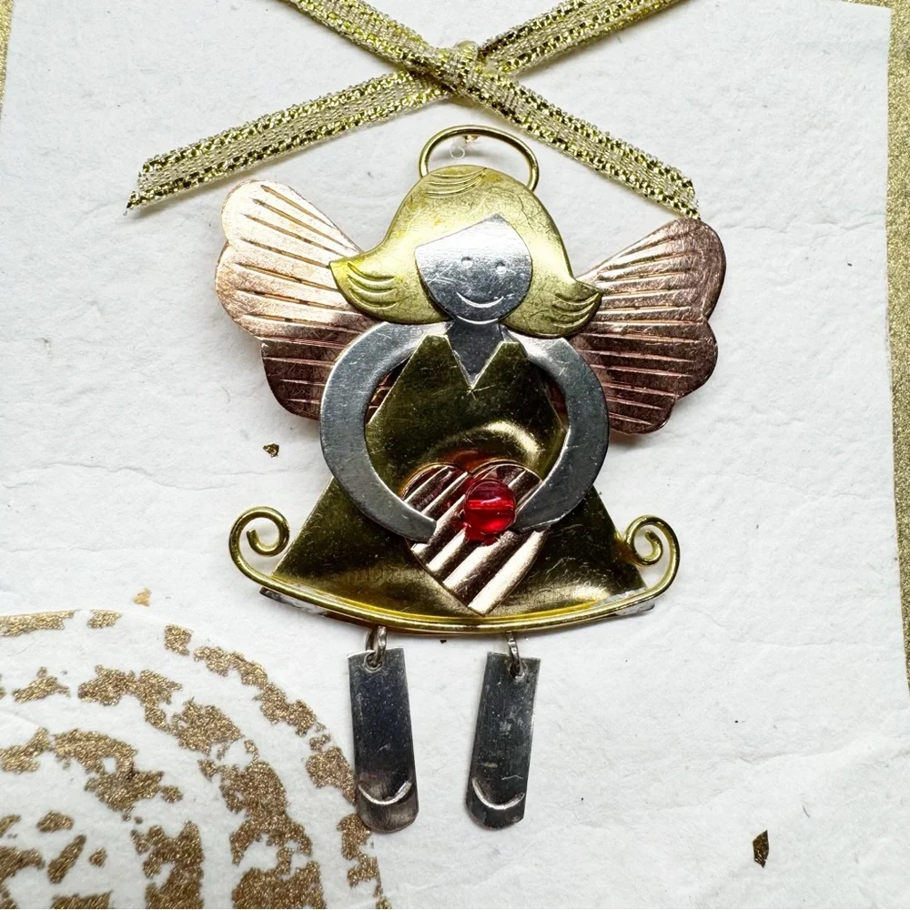 For Chicos Angel Pin Brooch and Handmade Blank Card